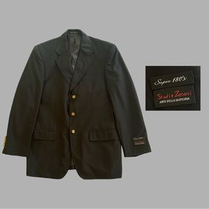 Black Super 180s Ing Loro Piana & C 100% New Zealand Merino Wool 2 Piece Suit